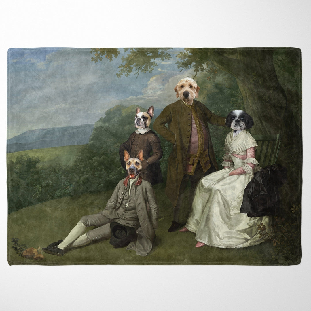 "Crown and Paw - Blanket The Family Picnic (Four Pets) - Custom Pet Blanket 30"" x 40"" / Family G"