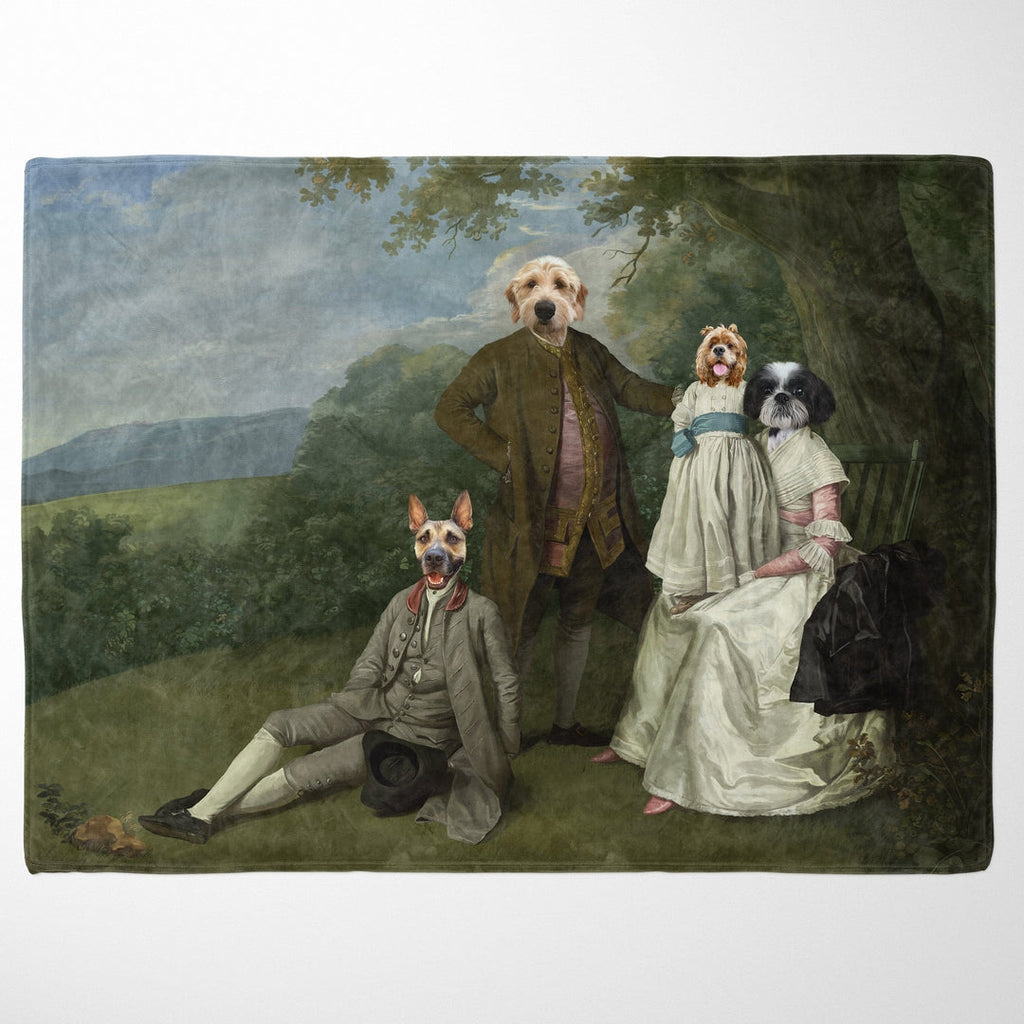 "Crown and Paw - Blanket The Family Picnic (Four Pets) - Custom Pet Blanket 30"" x 40"" / Family H"