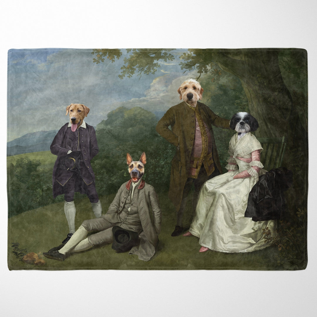 "Crown and Paw - Blanket The Family Picnic (Four Pets) - Custom Pet Blanket 30"" x 40"" / Family I"