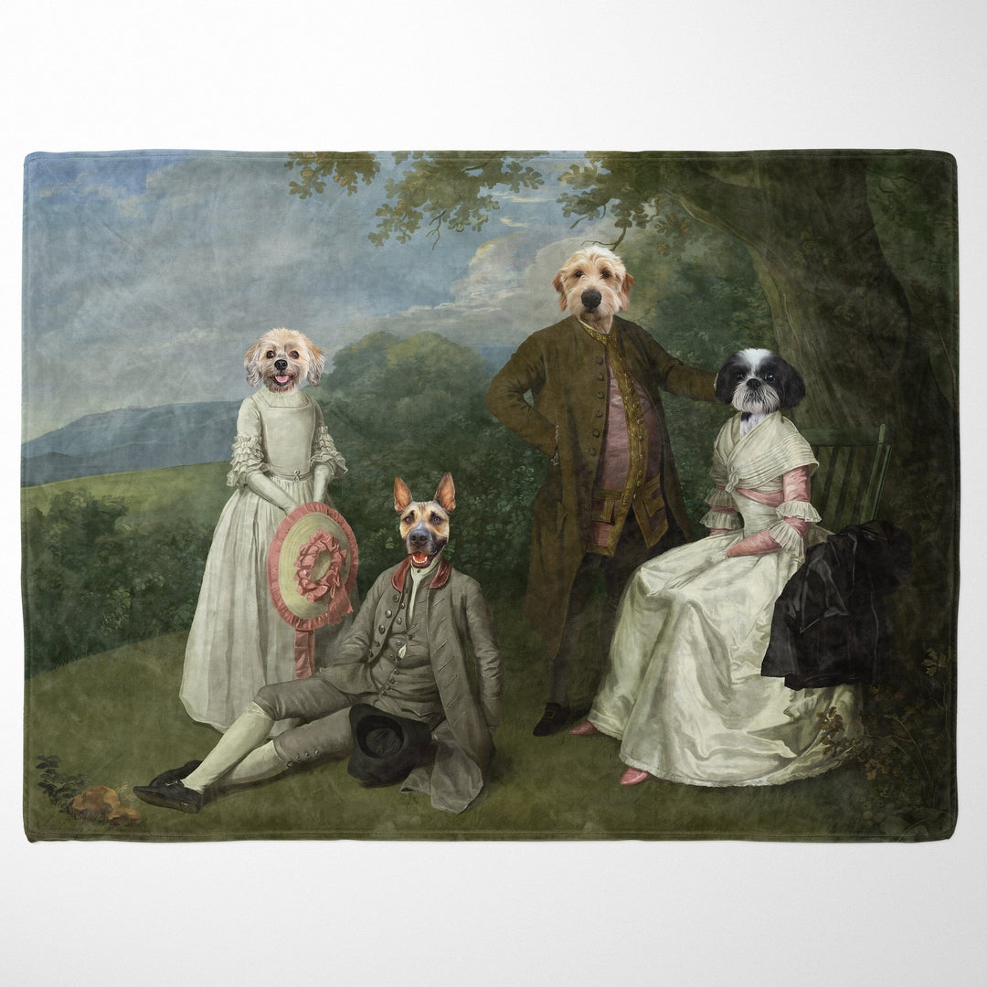 "Crown and Paw - Blanket The Family Picnic (Four Pets) - Custom Pet Blanket 30"" x 40"" / Family J"