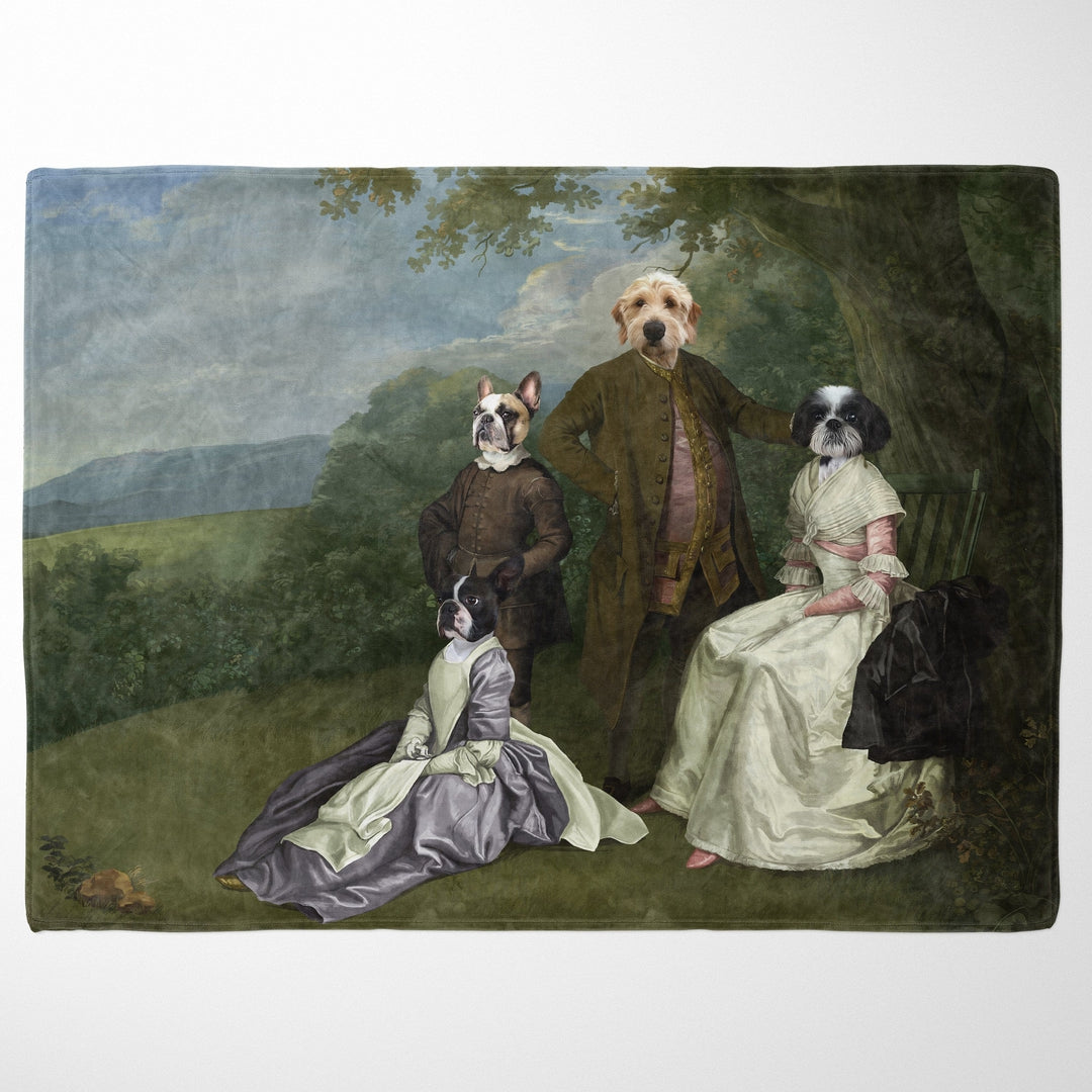 "Crown and Paw - Blanket The Family Picnic (Four Pets) - Custom Pet Blanket 30"" x 40"" / Family K"