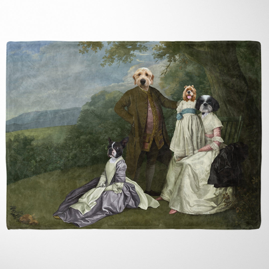 "Crown and Paw - Blanket The Family Picnic (Four Pets) - Custom Pet Blanket 30"" x 40"" / Family L"