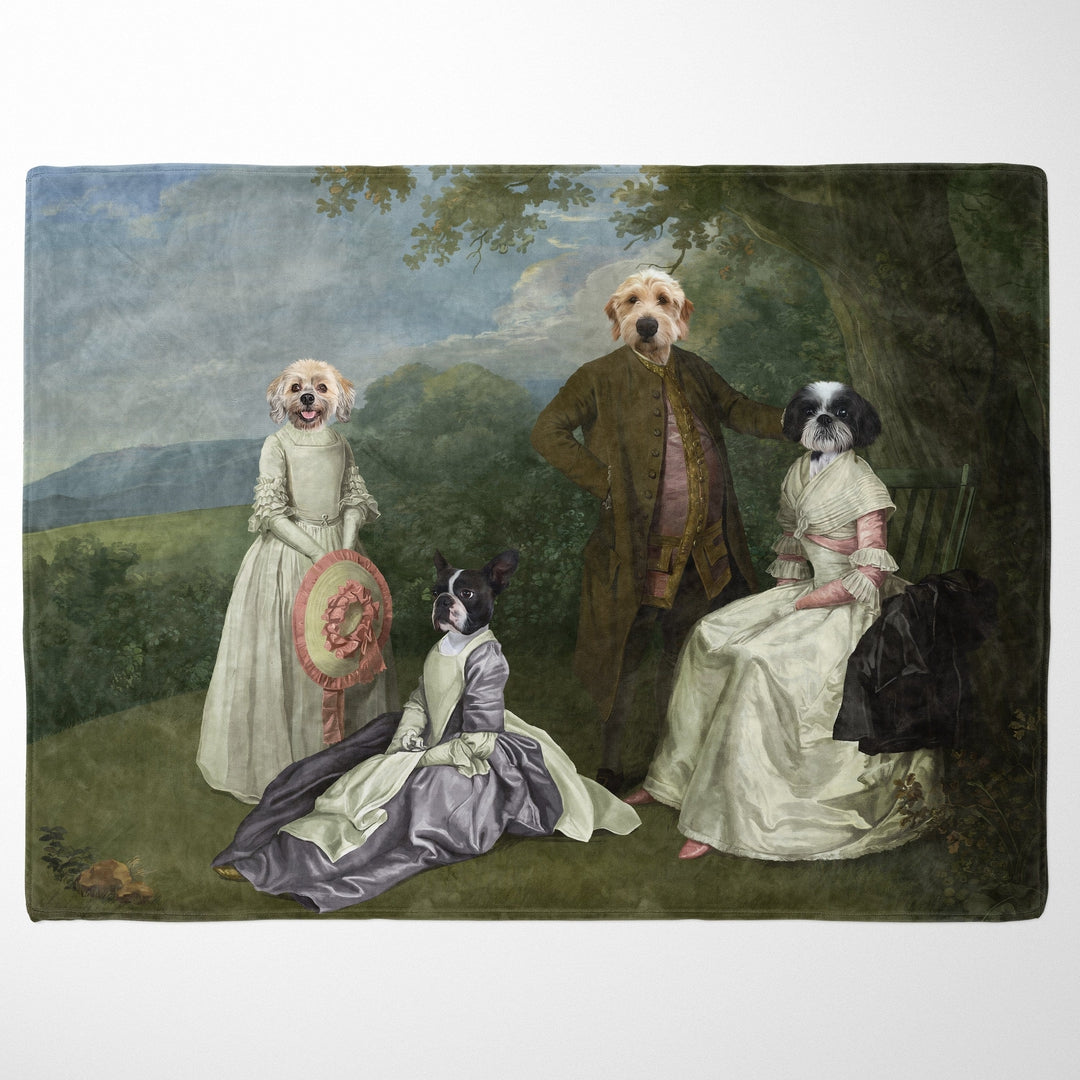 "Crown and Paw - Blanket The Family Picnic (Four Pets) - Custom Pet Blanket 30"" x 40"" / Family M"