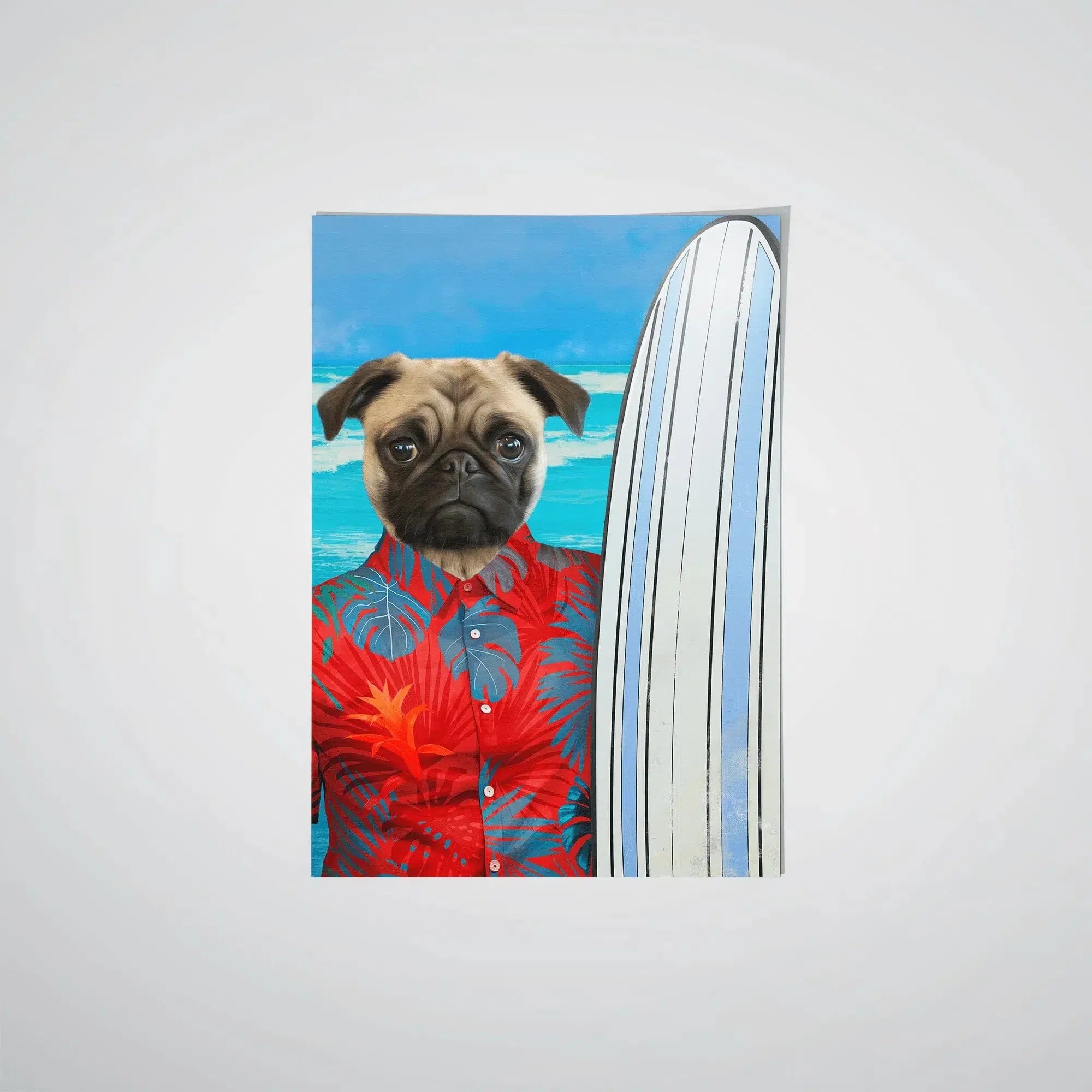 "Crown and Paw - Poster The Surfer - Custom Pet Poster 16.5"" x 23.4"" / Red"