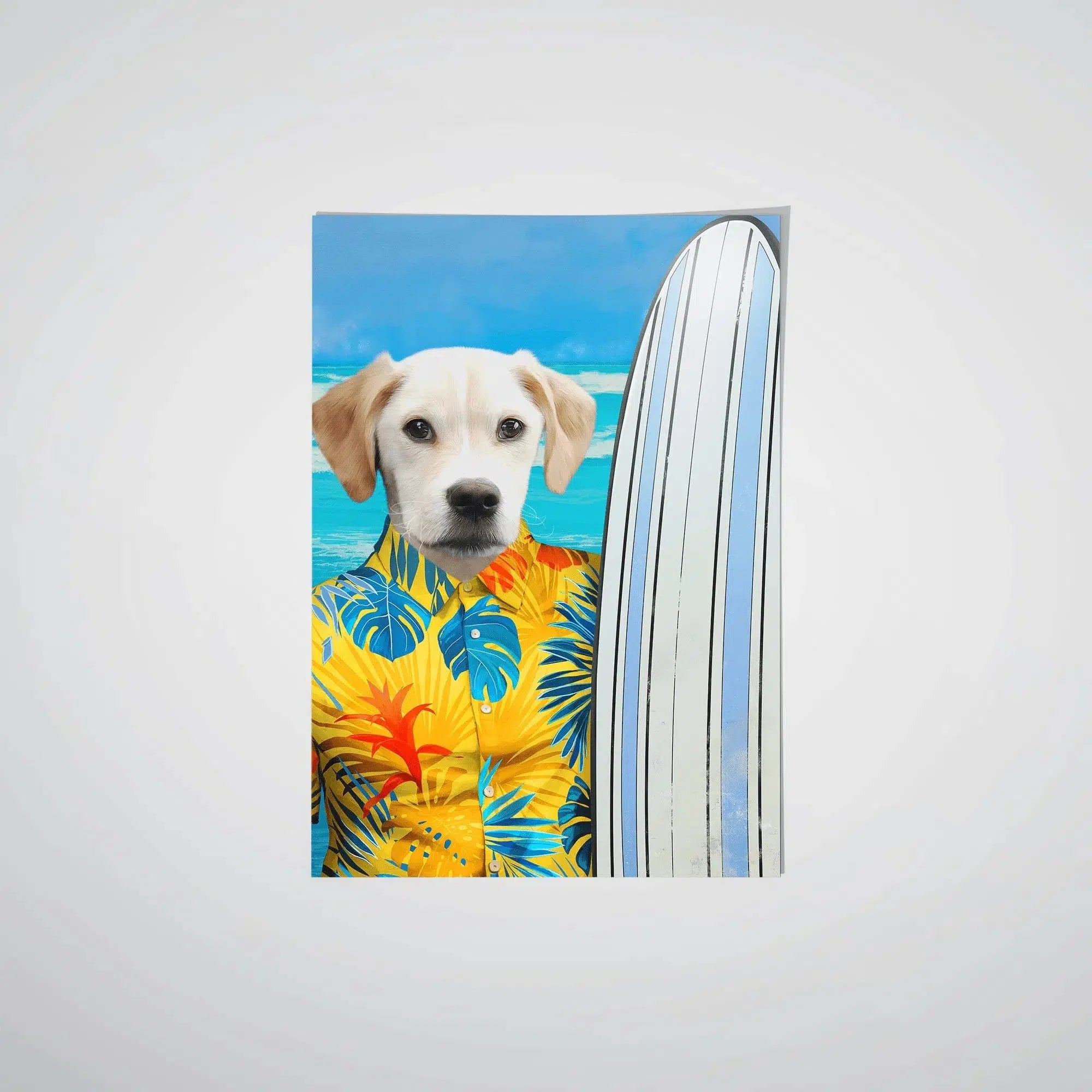 "Crown and Paw - Poster The Surfer - Custom Pet Poster 8.3"" x 11.7"" / Yellow"
