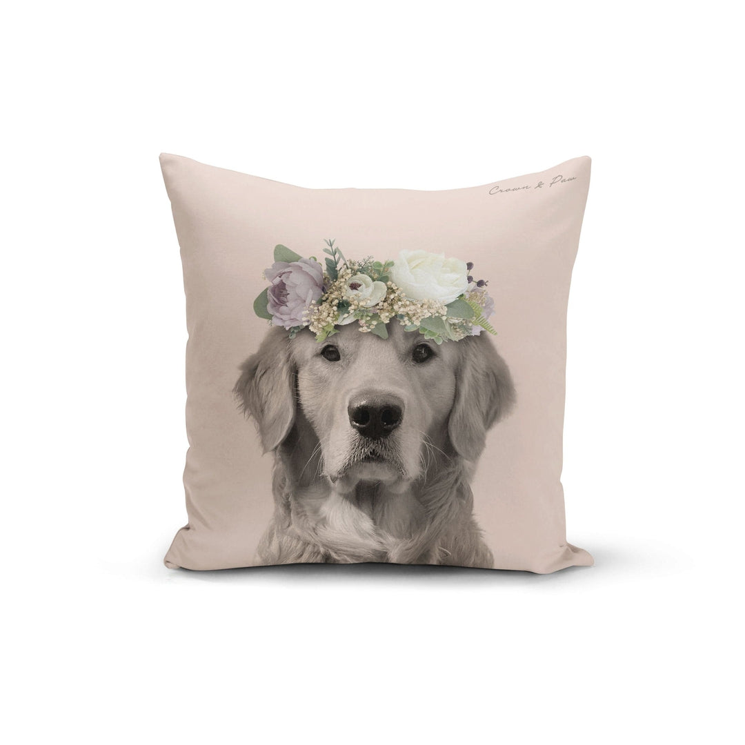 "Crown and Paw - Throw Pillow Full Bloom - Custom Throw Pillow 14"" x 14"" / Soft Pink"