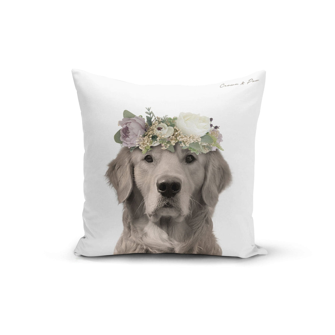 "Crown and Paw - Throw Pillow Full Bloom - Custom Throw Pillow 14"" x 14"" / White"