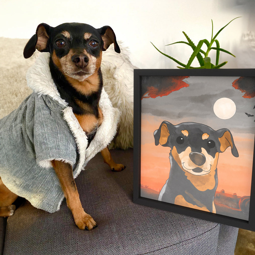 "Watercolor Pet Portrait - One Pet, Framed Poster"