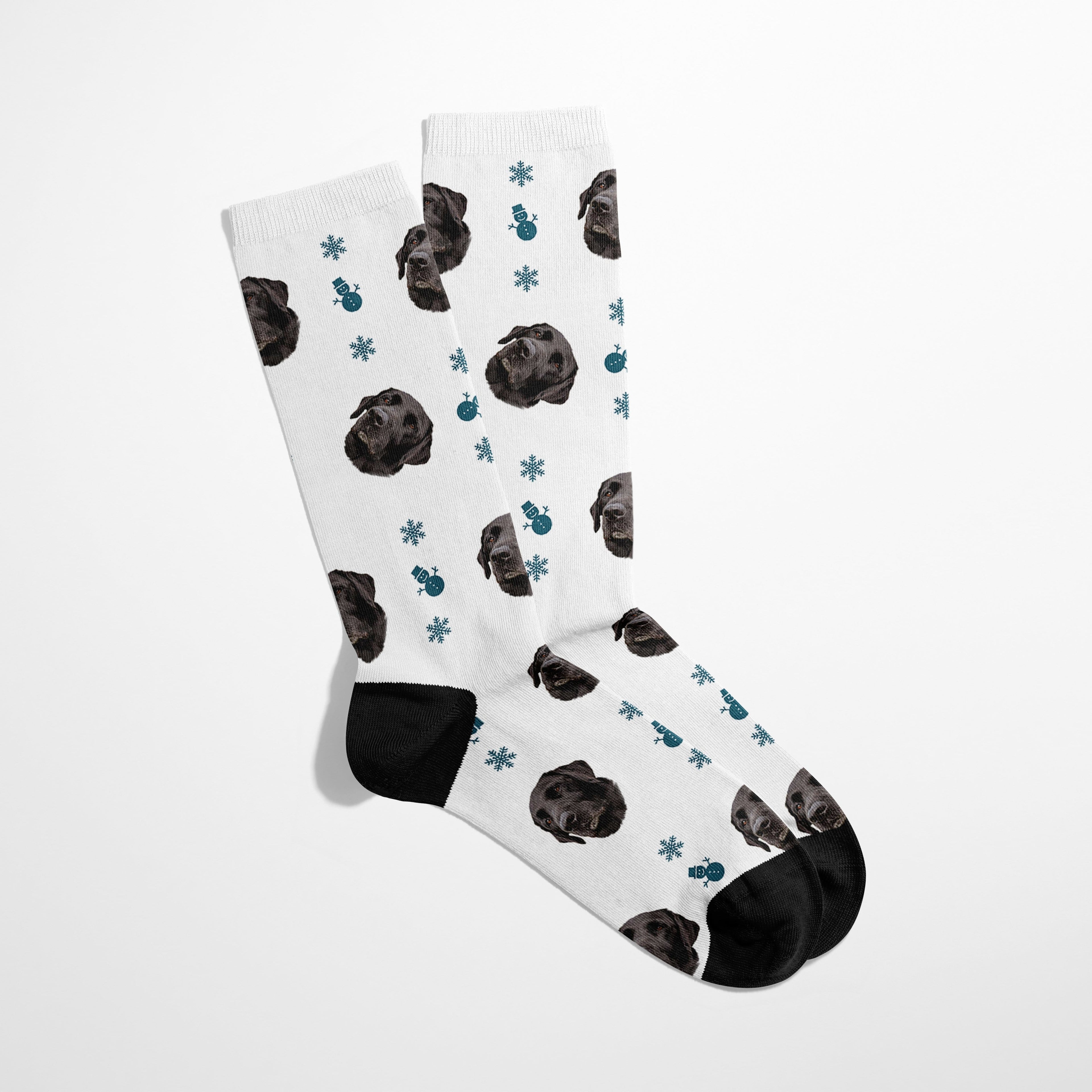 Crown and Paw - Custom Clothing Custom Christmas Pet Face Socks White / Snowman / S-M