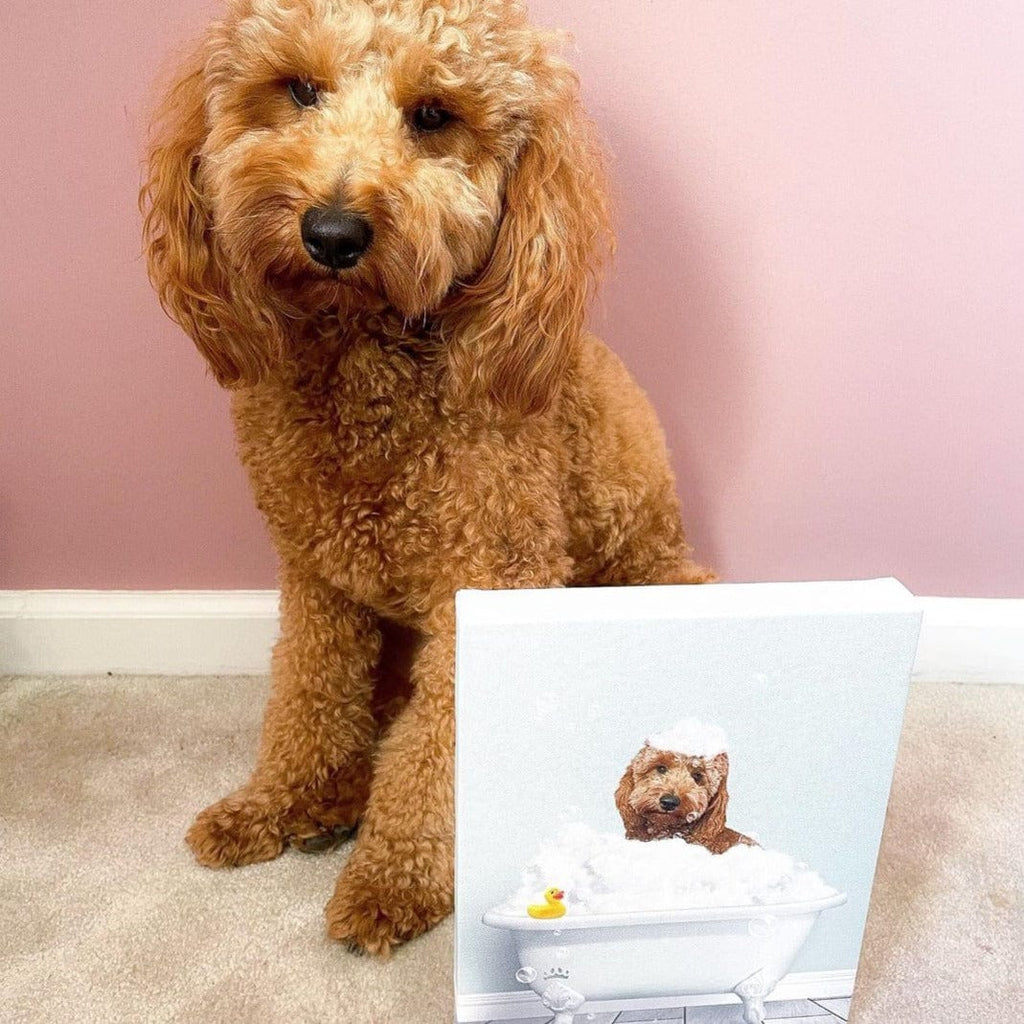Bath Tub Pet Portrait (One Pet) - Custom Pet Art