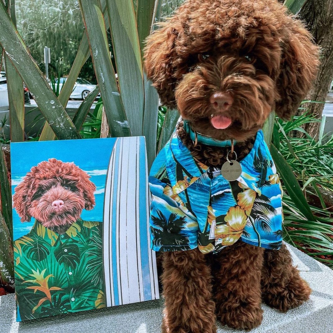 "Crown and Paw - Canvas The Surfer - Custom Pet Canvas 8"" x 10"" / Green"