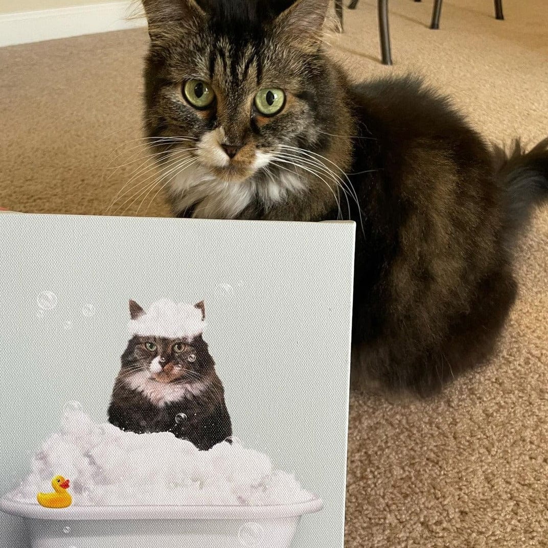 Bath Tub Pet Portrait (One Pet) - Custom Pet Art