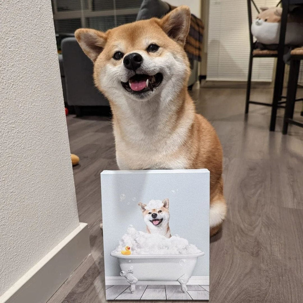 Bath Tub Pet Portrait (One Pet) - Custom Pet Art