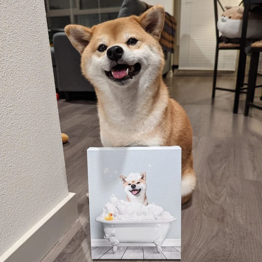 Bath Tub Pet Portrait (One Pet) - Custom Pet Art