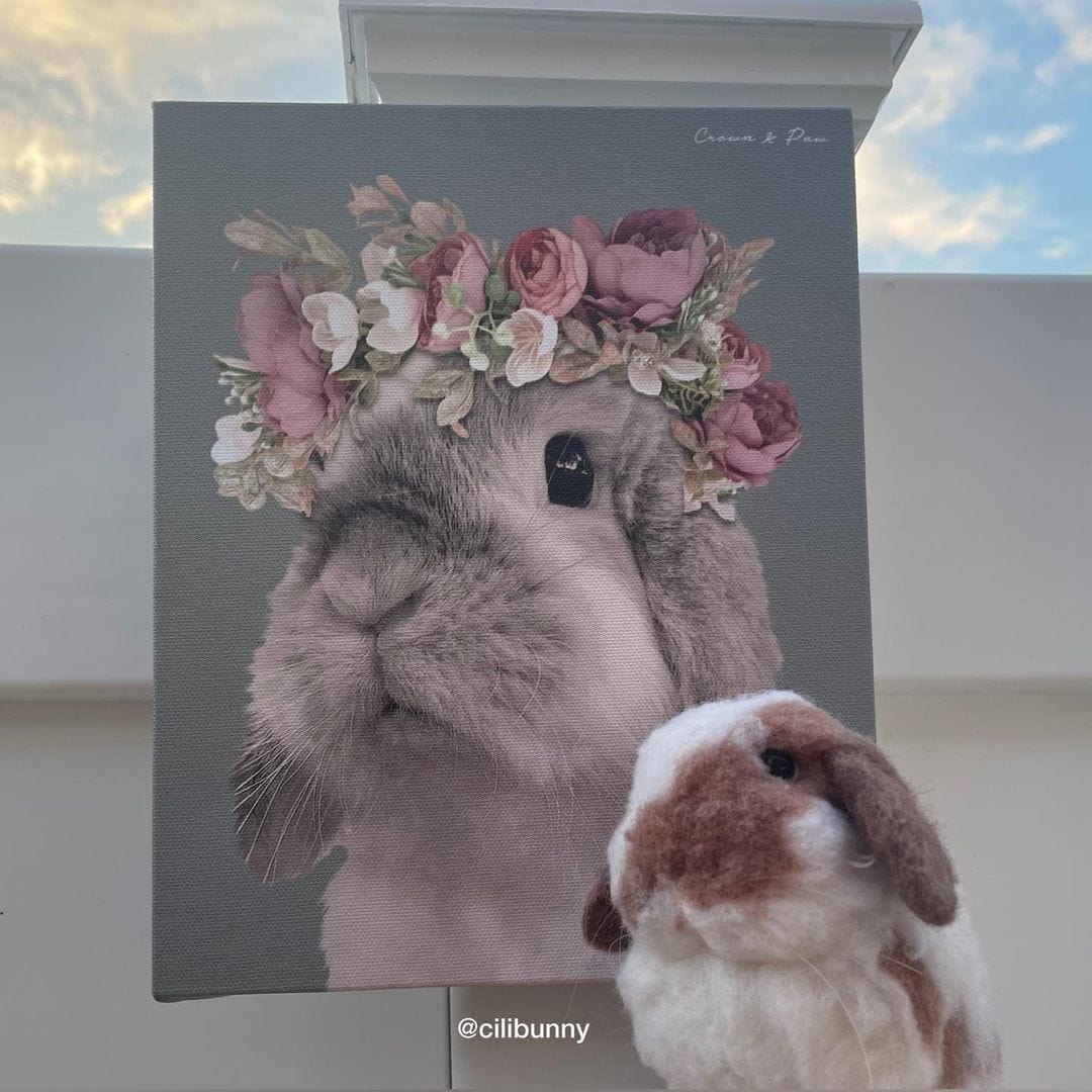 Floral Crown Pet Portrait - Custom Canvas