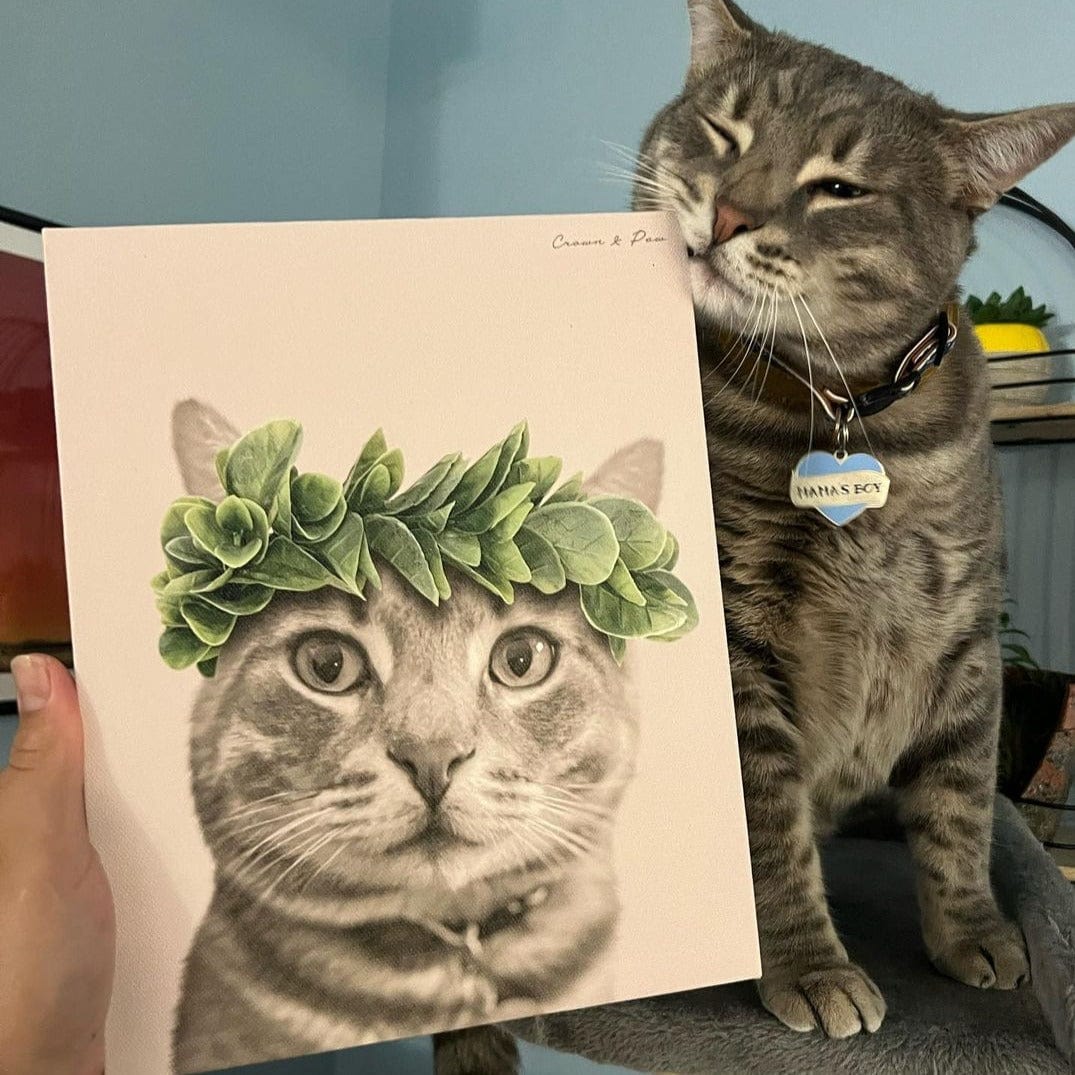 Roman Crown Pet Portrait - Custom Canvas