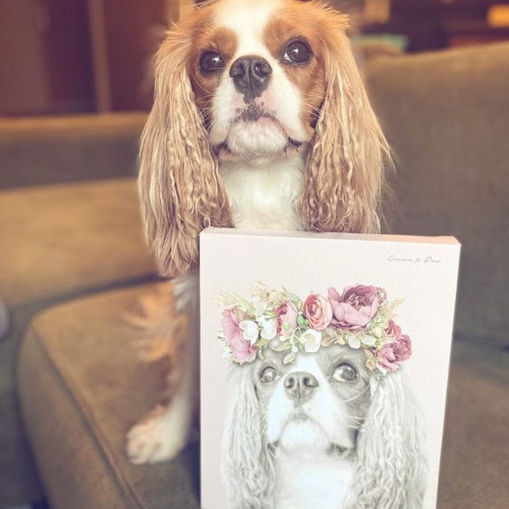 Floral Crown Pet Portrait - Custom Canvas