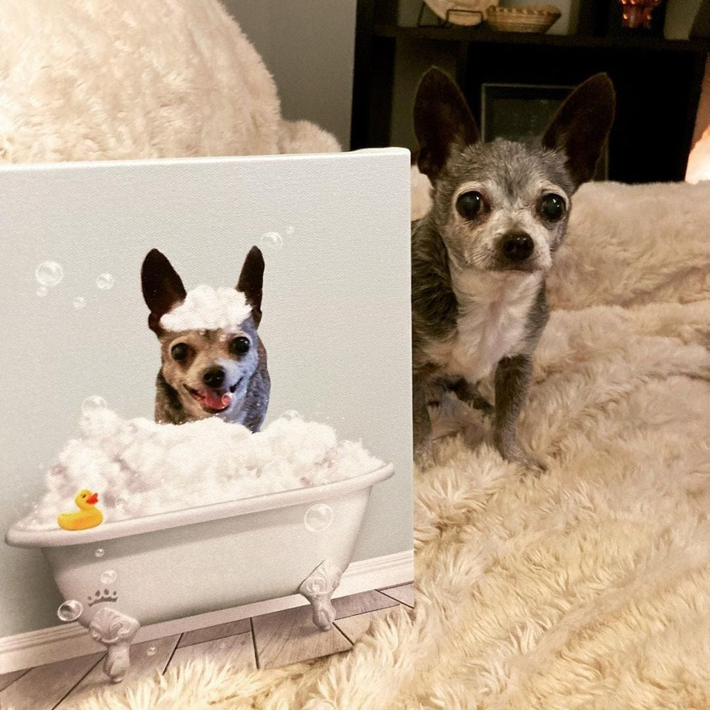 Bath Tub Pet Portrait (One Pet) - Custom Pet Art