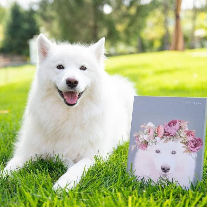 Floral Crown Pet Portrait - Custom Canvas