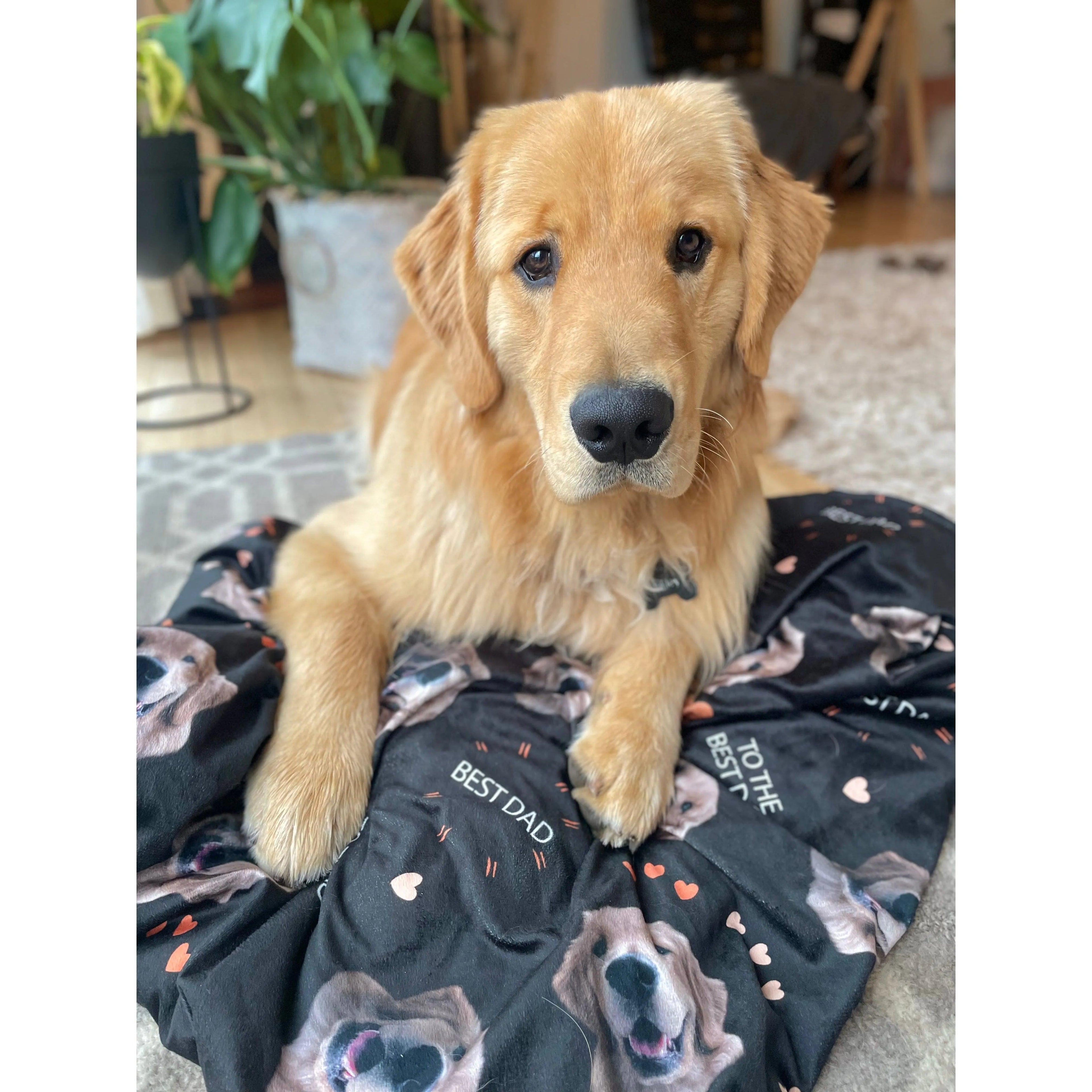 Dog Dad Hooded Blanket - Super Soft Fleece with Pet Face Pattern