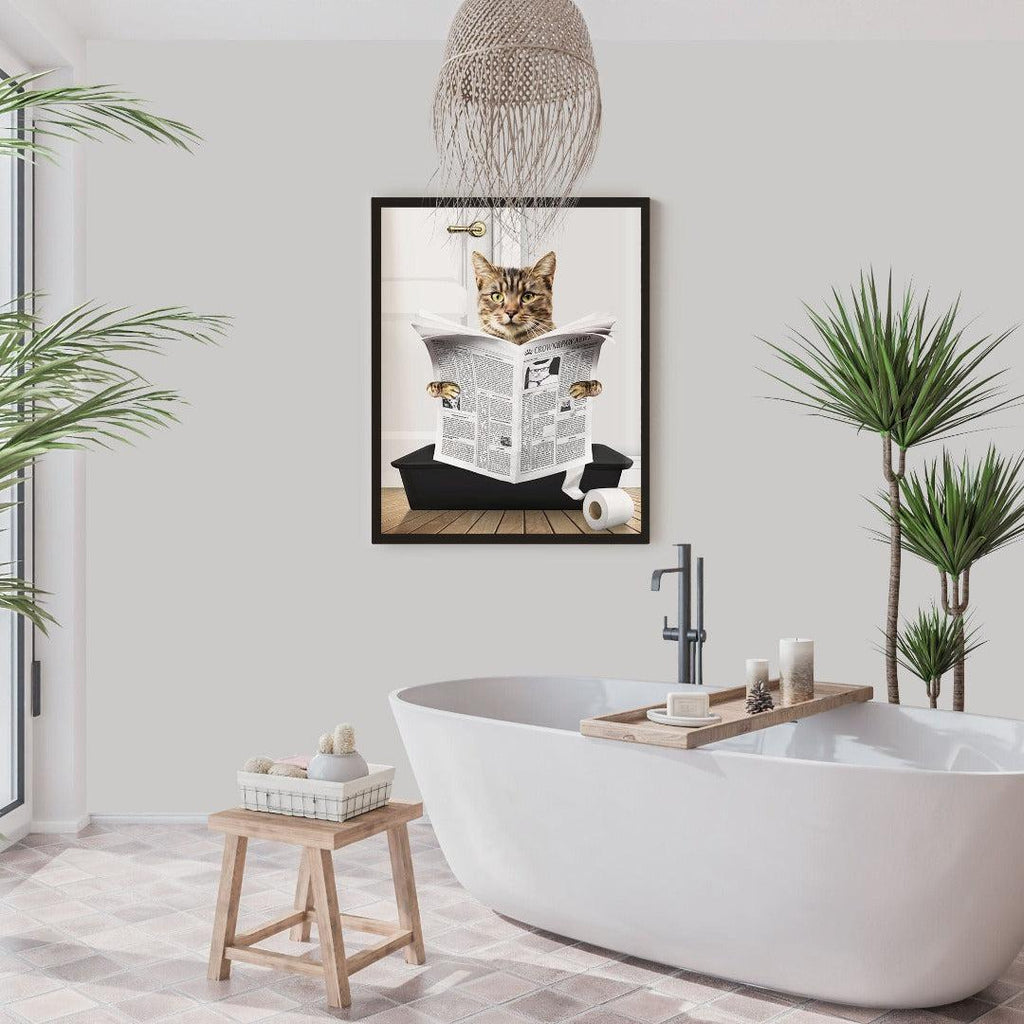 "Crown and Paw - Framed Poster Custom Cat in Litter Tray Portrait - Framed Poster 12"" x 16"" / Black / Black"