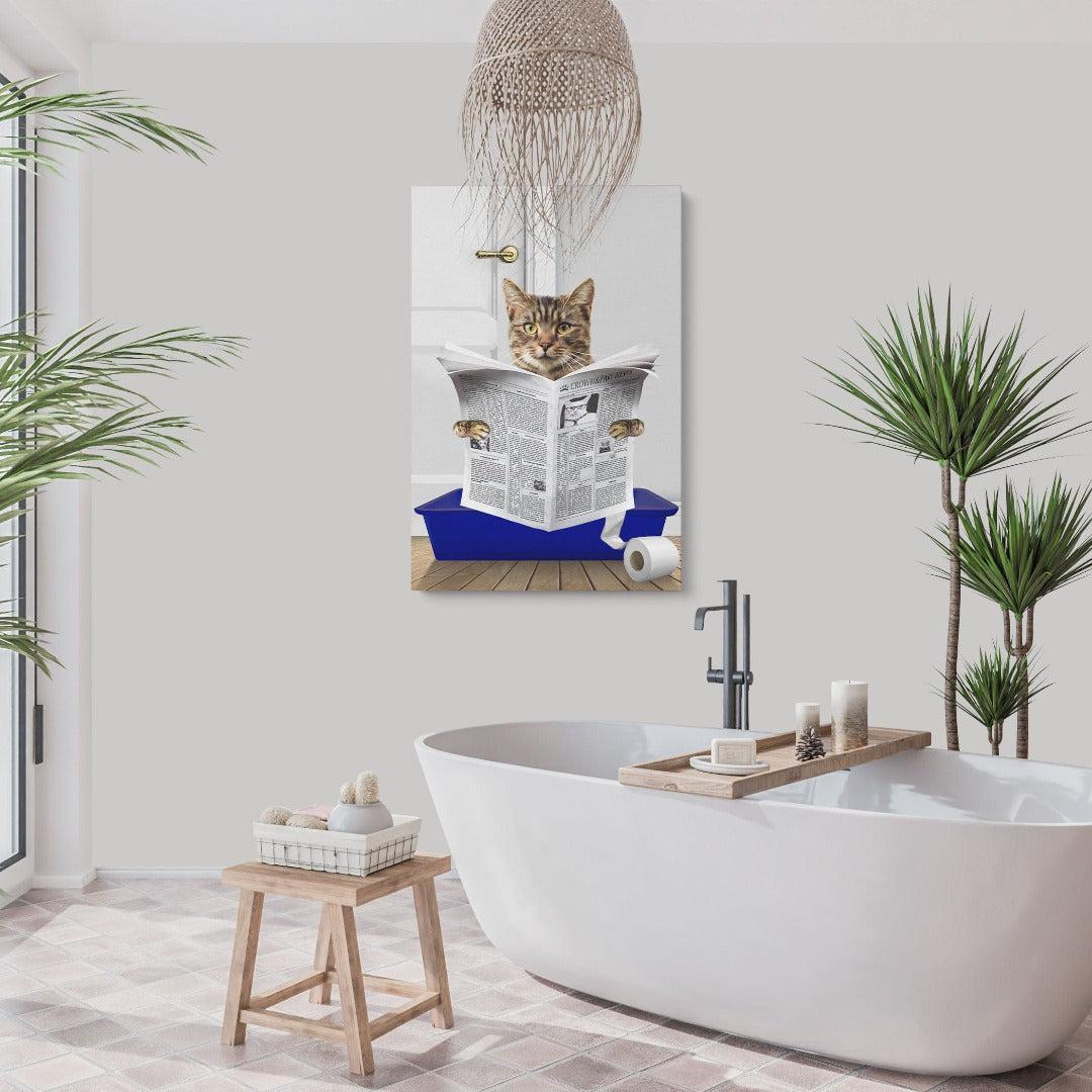 "Crown and Paw - Framed Poster Custom Cat in Litter Tray Portrait - Framed Poster 18"" x 24"" / Unframed / Navy"