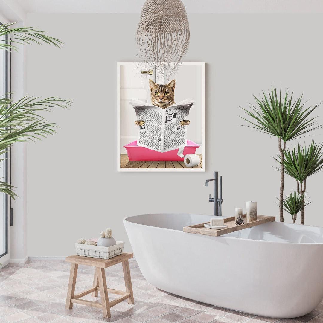 Crown and Paw - Framed Poster Custom Cat in Litter Tray Portrait - Framed Poster