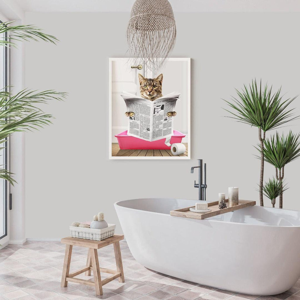 Crown and Paw - Framed Poster Custom Cat in Litter Tray Portrait - Framed Poster