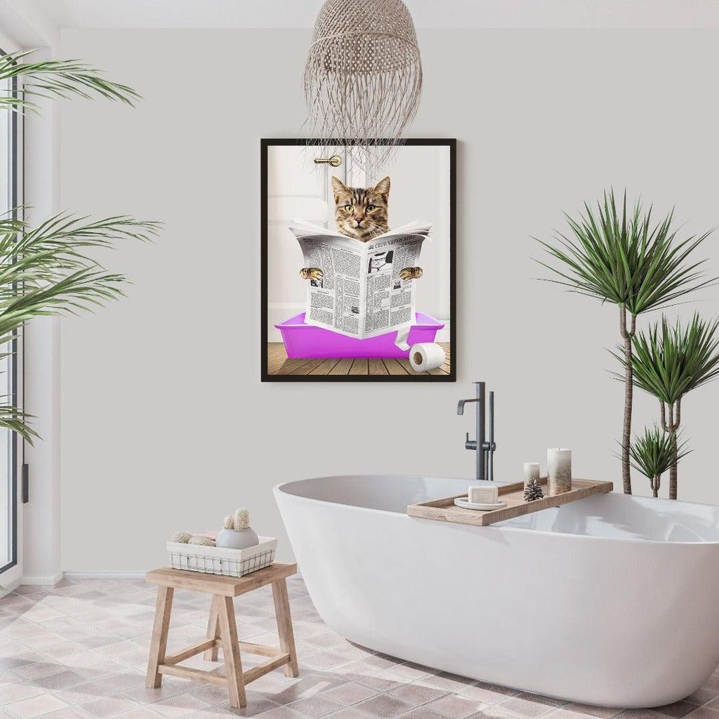 Crown and Paw - Framed Poster Custom Cat in Litter Tray Portrait - Framed Poster
