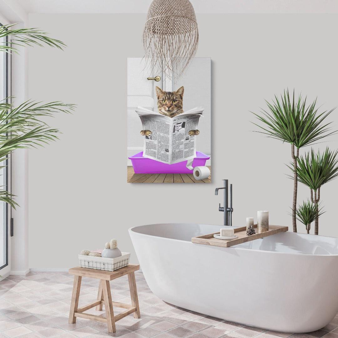 "Crown and Paw - Framed Poster Custom Cat in Litter Tray Portrait - Framed Poster 18"" x 24"" / Unframed / Purple"
