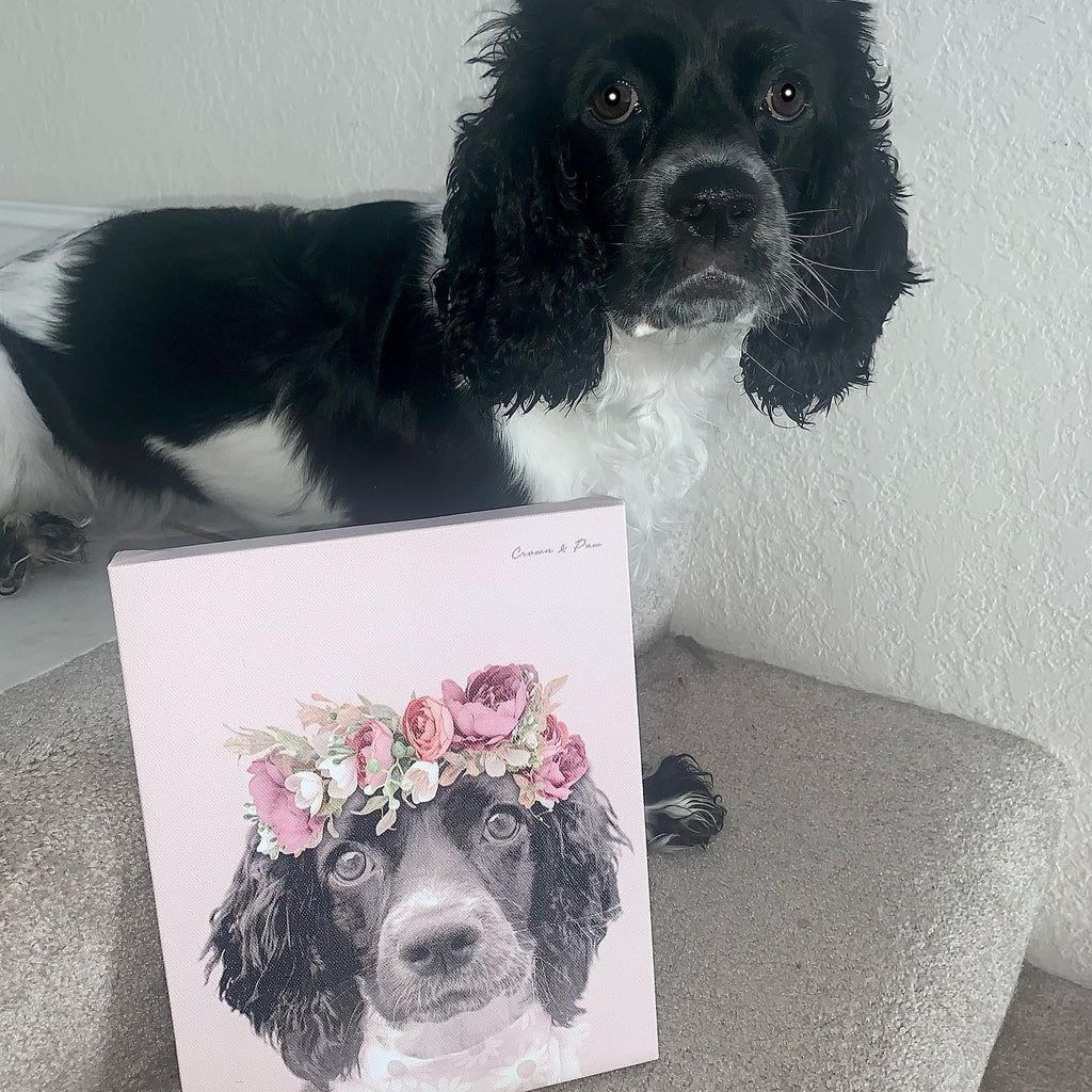 Floral Crown Pet Portrait - Custom Canvas