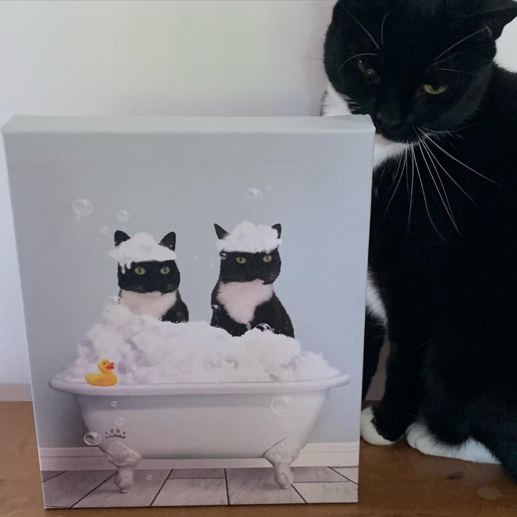 Bath Tub Pet Portrait (Two Pets) - Custom Pet Art