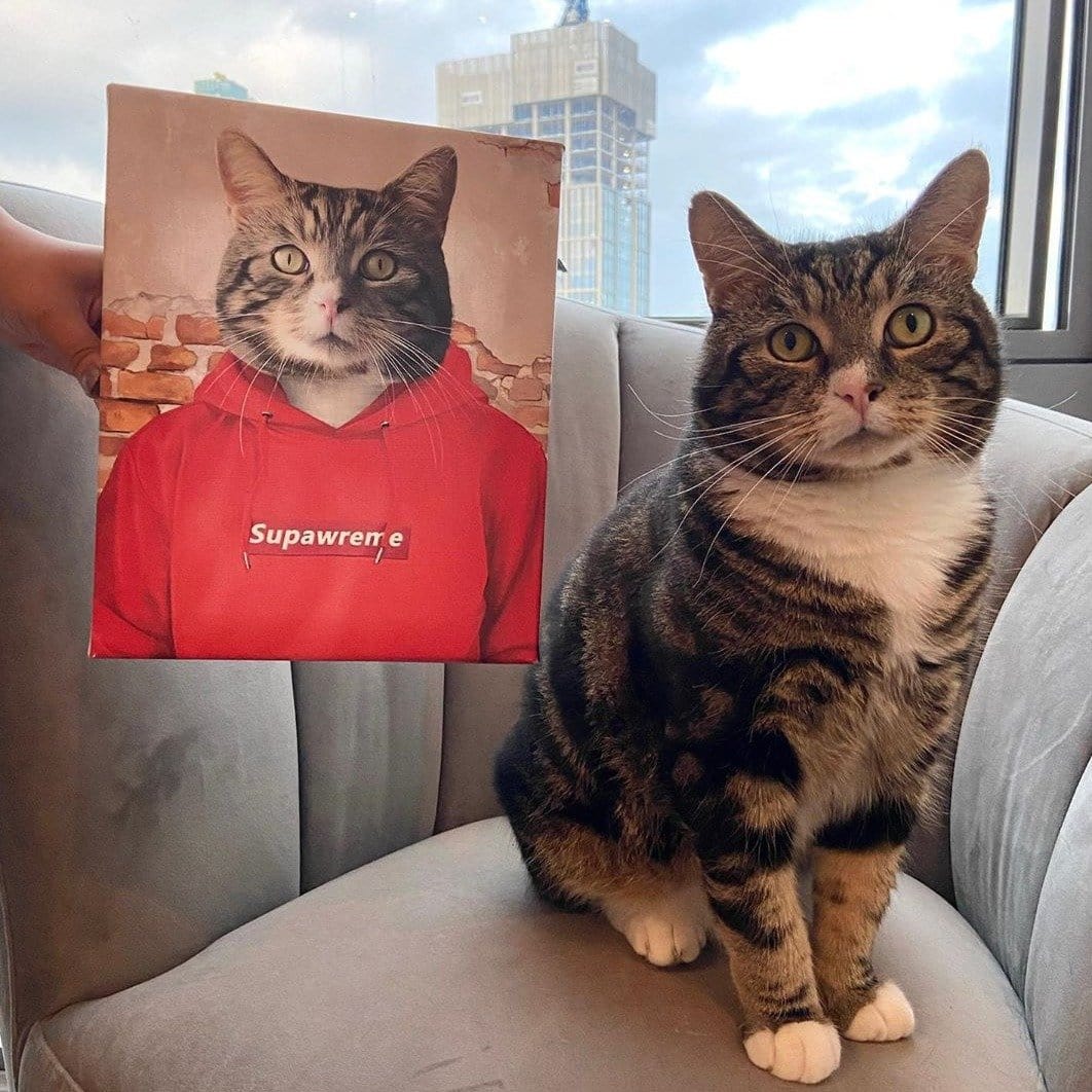 "Crown and Paw - Canvas The Hypebeast - Custom Pet Canvas 8"" x 10"" / Red"