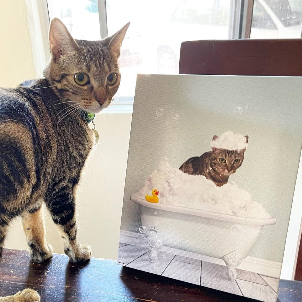 Bath Tub Pet Portrait (One Pet) - Custom Pet Art