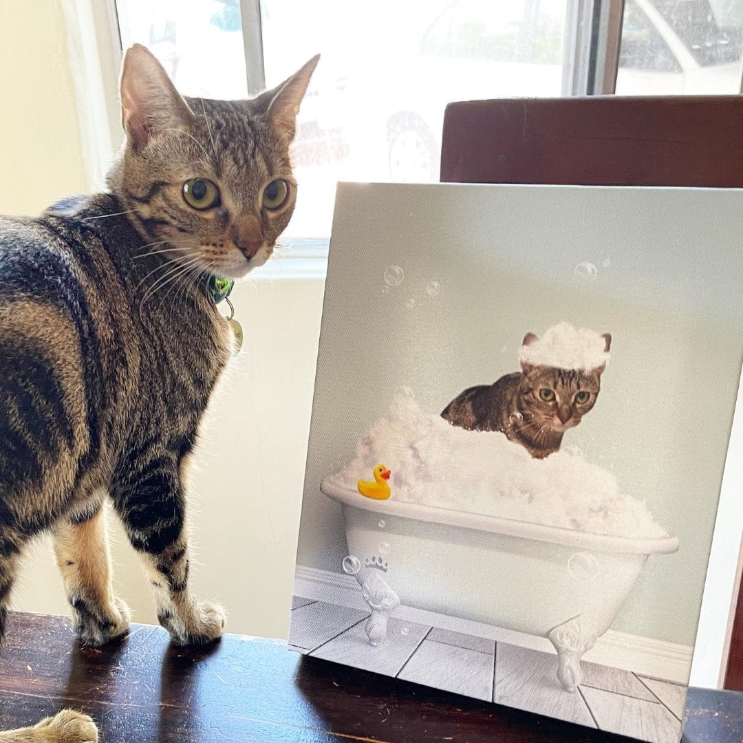 Bath Tub Pet Portrait (One Pet) - Custom Pet Art