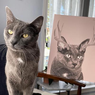 Elk Antlers Pet Portrait - Custom Canvas