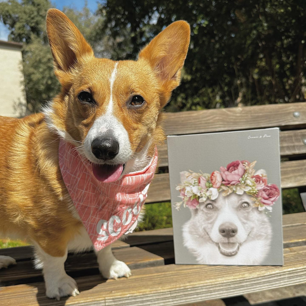 Floral Crown Pet Portrait - Custom Canvas