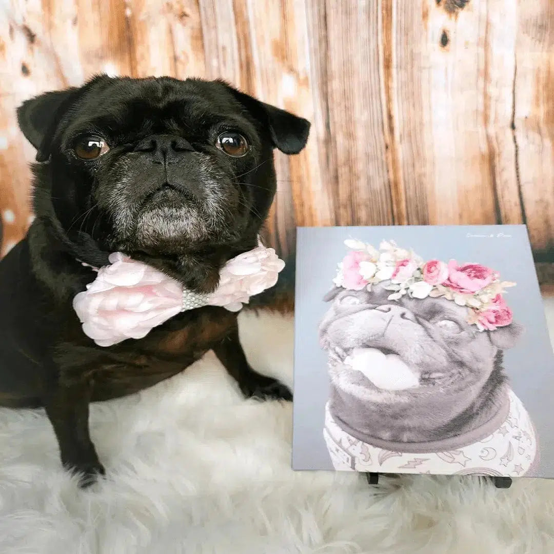 Floral Crown Pet Portrait - Custom Canvas