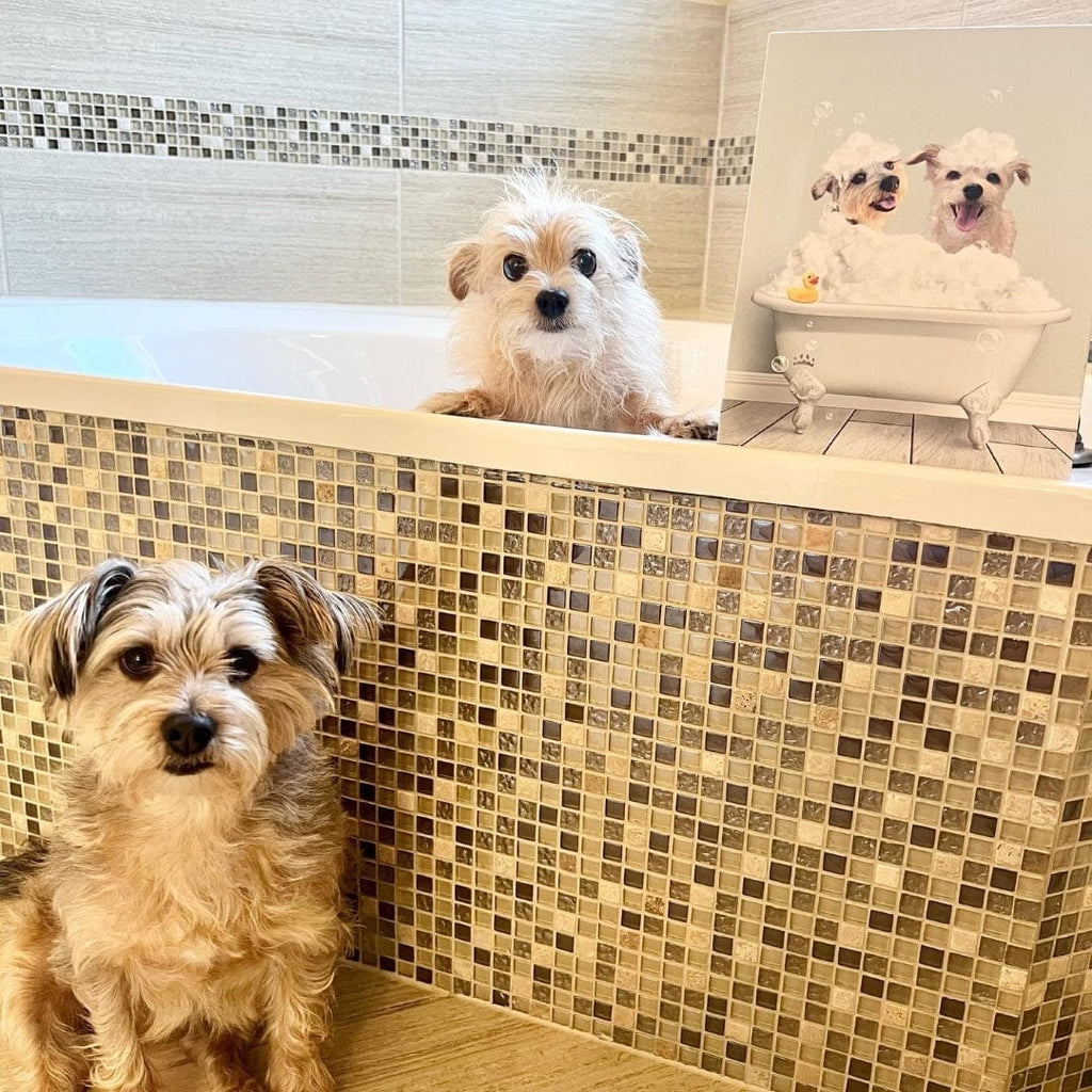 Bath Tub Pet Portrait (Two Pets) - Custom Pet Art