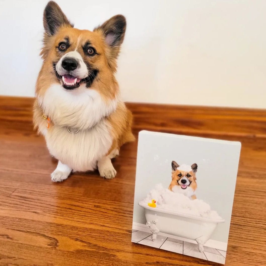 Bath Tub Pet Portrait (One Pet) - Custom Pet Art